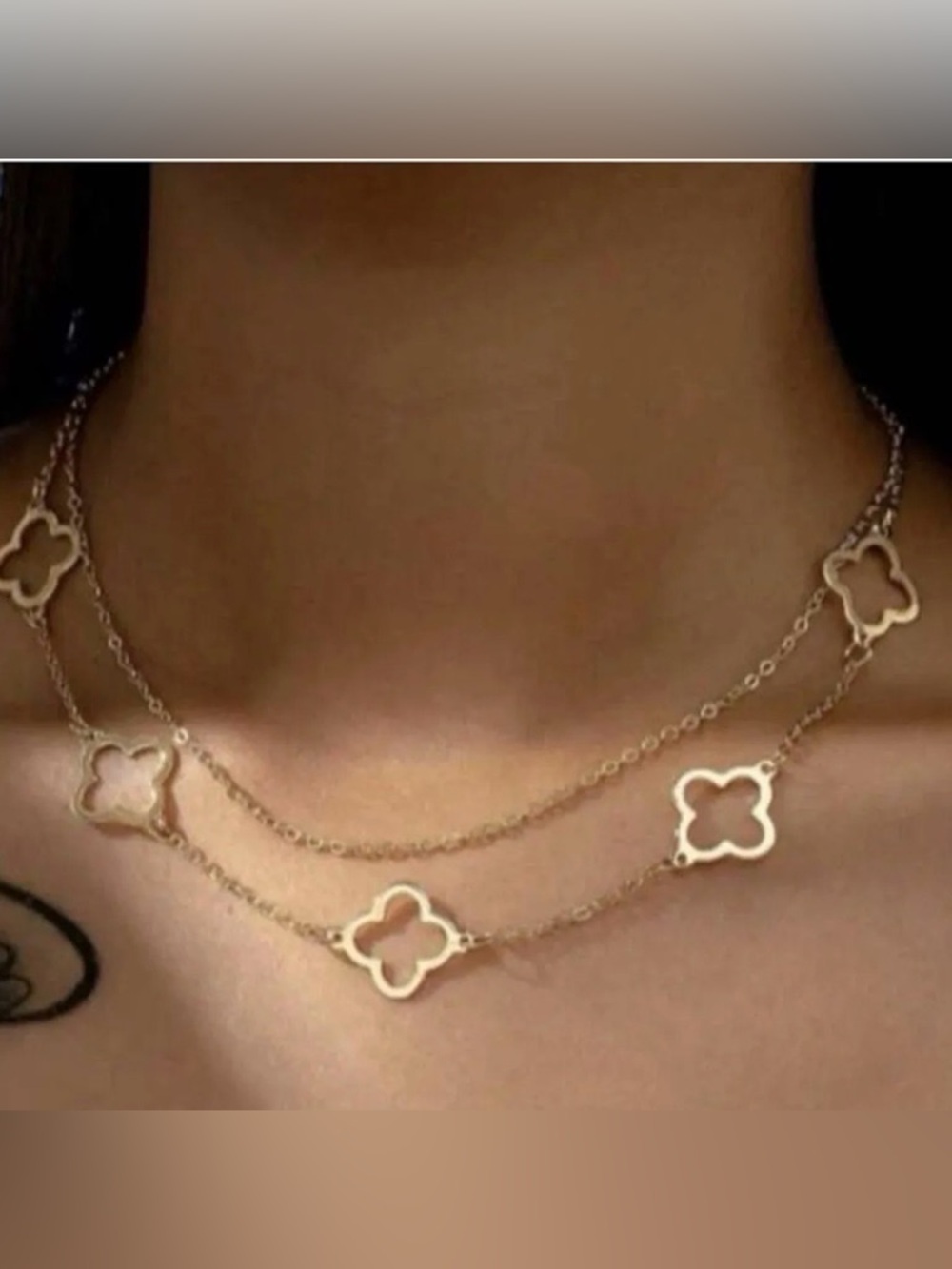 Target Gold Layered Clover Link Necklace - Gold